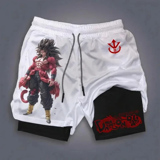 2026 Dragon Ball 3D-Druck Goku Vegeta Doppellagige Shorts Eltern-Kind-Set S-2XL Modische Trendige Streetwear Image