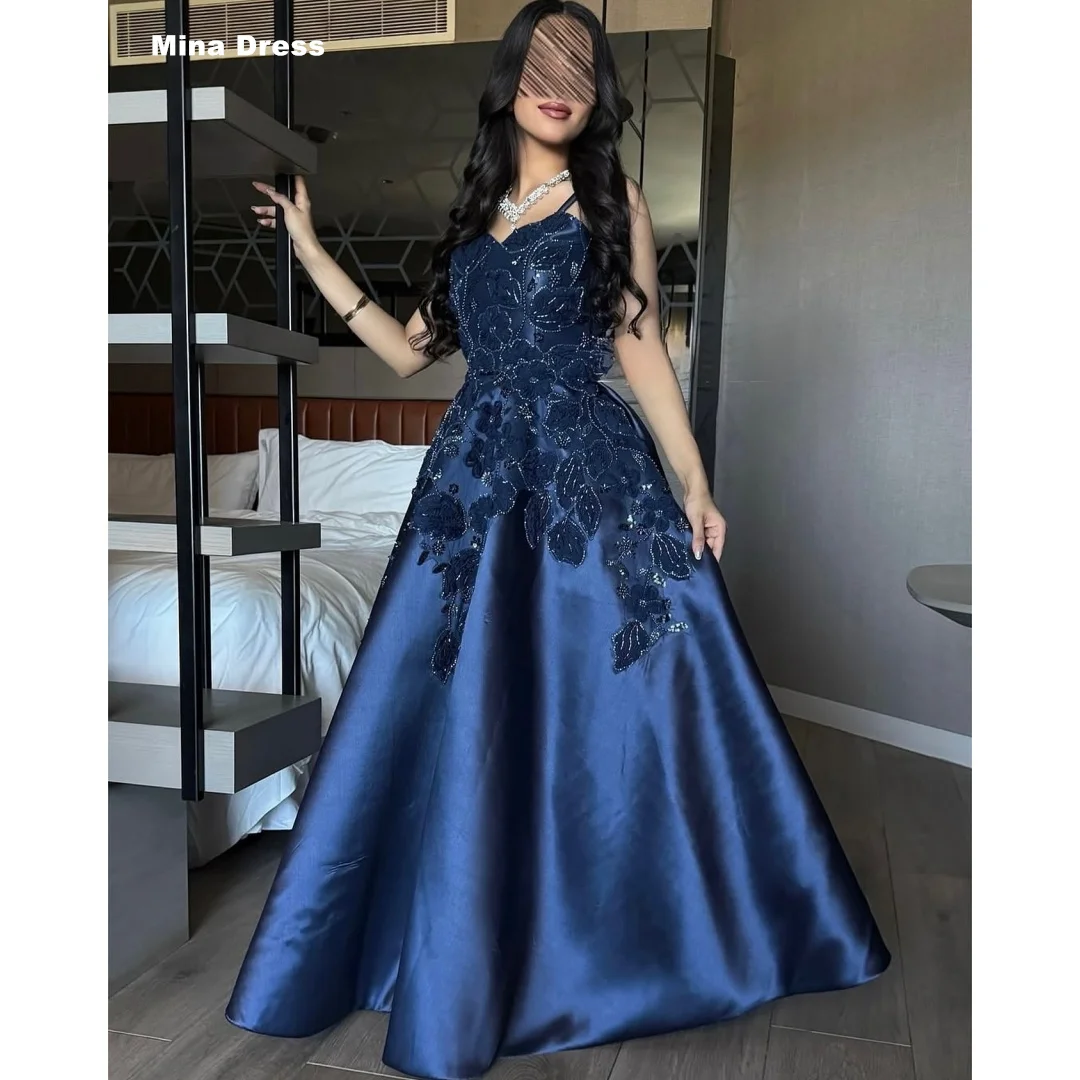 Mina Customized Blue Elegant Party Dresses for Special Occasions 3D Flower Beading Sequins Luxury Women's Elegant Party Dress