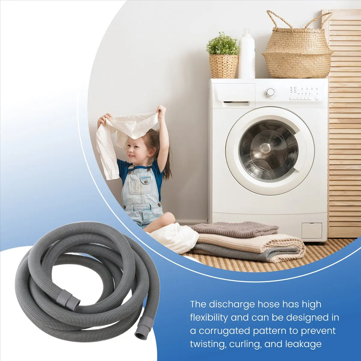 A006 4 Pcs Washing Machine Drainage Pipe Hose,Washer Drain Hose for Washing Drainage Pipe,with U Shape Holder,13.2 Feet Long