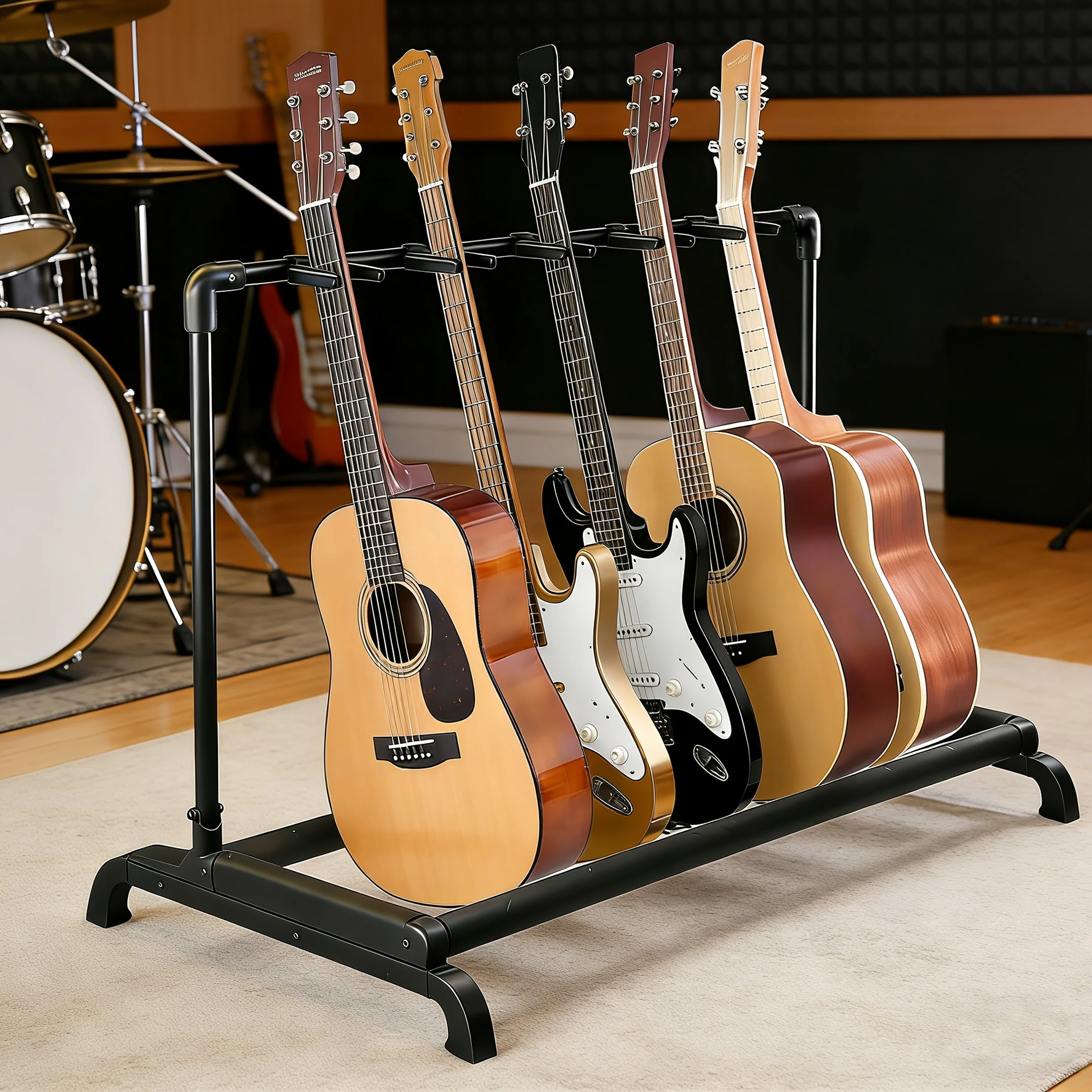 Multifunktionaler Gitarrenständer Faltbarer Universeller Ausstellungsständer Tragbarer Gitarrenhalter für Band Bühne Bass Akustikgitarre Image