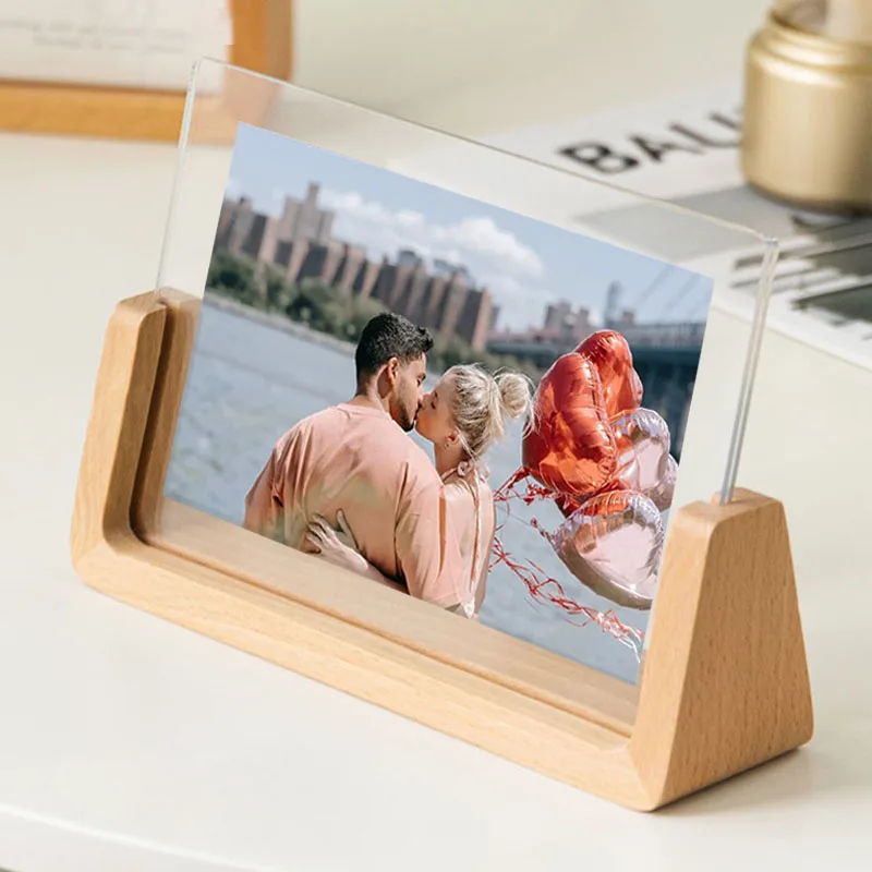 Acryl Fotorahmen Holz Fotorahmen Nordic Fotorahmen für Hochzeit Foto Bilderrahmen Desktop Büro Foto Dekor