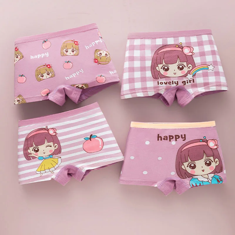 Kinderunterwäsche aus Baumwolle, rosa, Cartoon-Kaninchen, atmungsaktiv, weich, lila, Mädchenhöschen, flache Ecken, Kleidung für kleine Mädchen von 1-10 Jahren Image