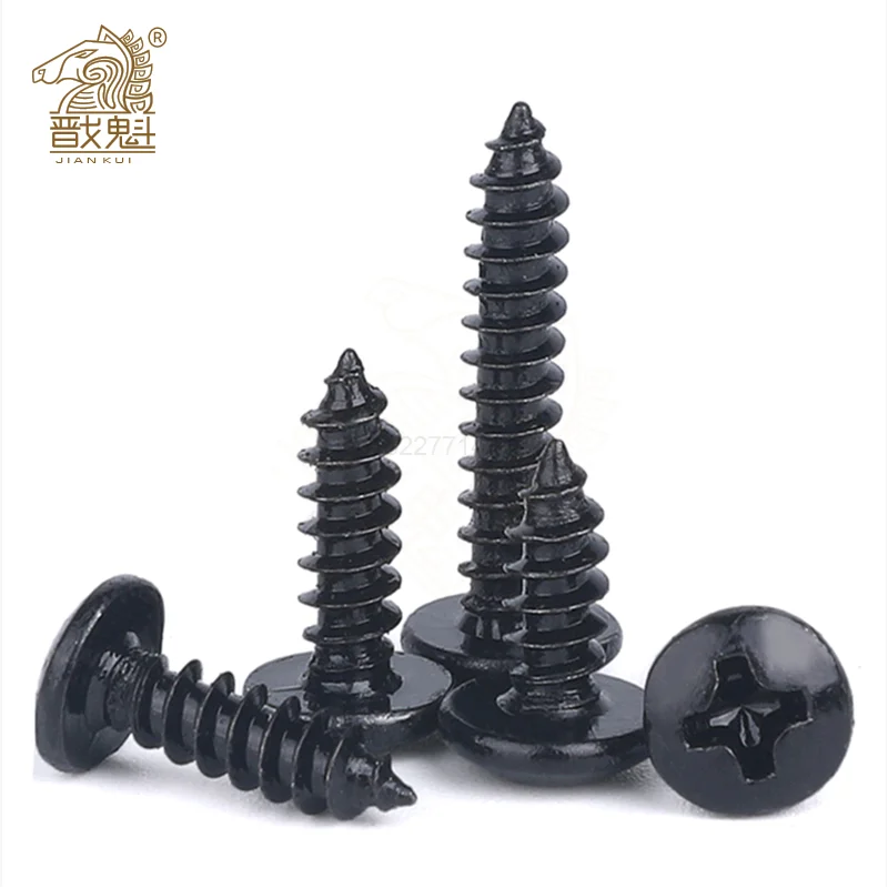 100 pz Croce Phillips Truss Testa Vite autofilettante Vite per armadio in acciaio al carbonio M3 M3.5 M4 Testa a fungo Vite per legno