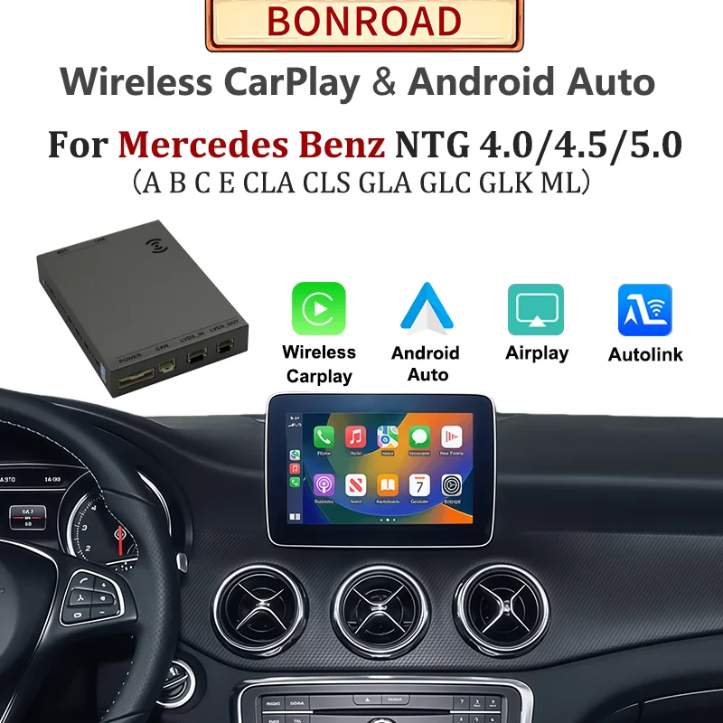 Decoder Wireless CarPlay Android Auto per Mercedes Benz Classe A B C E CLA GLA GLC GLK W176 W204 W205 W246 W212 Modulo Auto BT AUX
