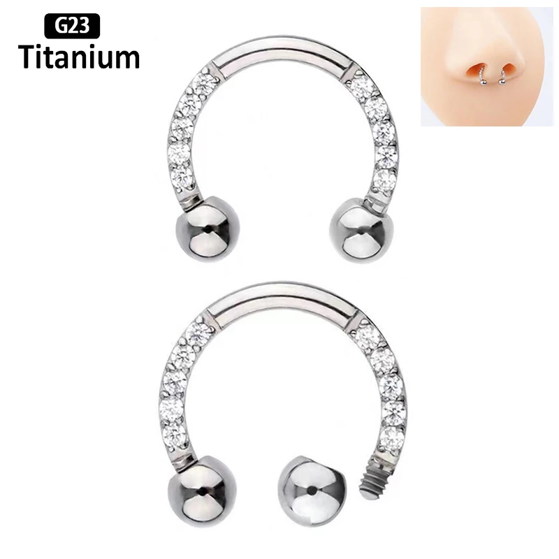 F136 titanio zircone cerchio anello al naso setto labbro bilanciere circolare orecchio a ferro di cavallo Tragus elica orecchino naso Piercing gioielli per il corpo,piercing daith titanio，piercing