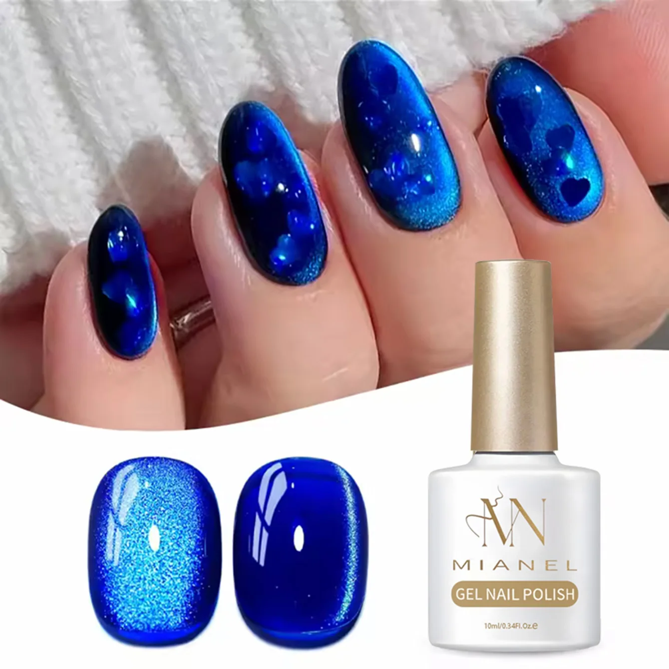 MAINEL 10ML 1 Stück Blauer Nagellack Tiefsee-Blau Diamant Katzenauge Professioneller Salon-Qualität Nagel-Gel-Lack Image