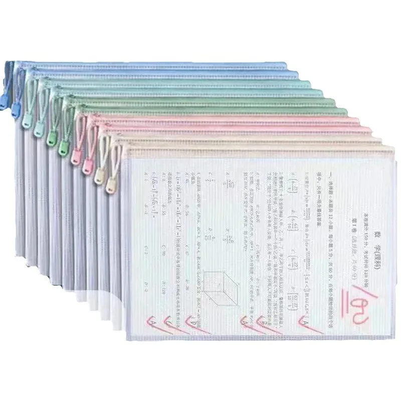 Morandi Grid Aktentasche, dick, A4, transparent, mit Reißverschluss, wasserdicht, Prüfungsdokumenten-Organizer, Schreibwaren-Federmäppchen für Studenten Image