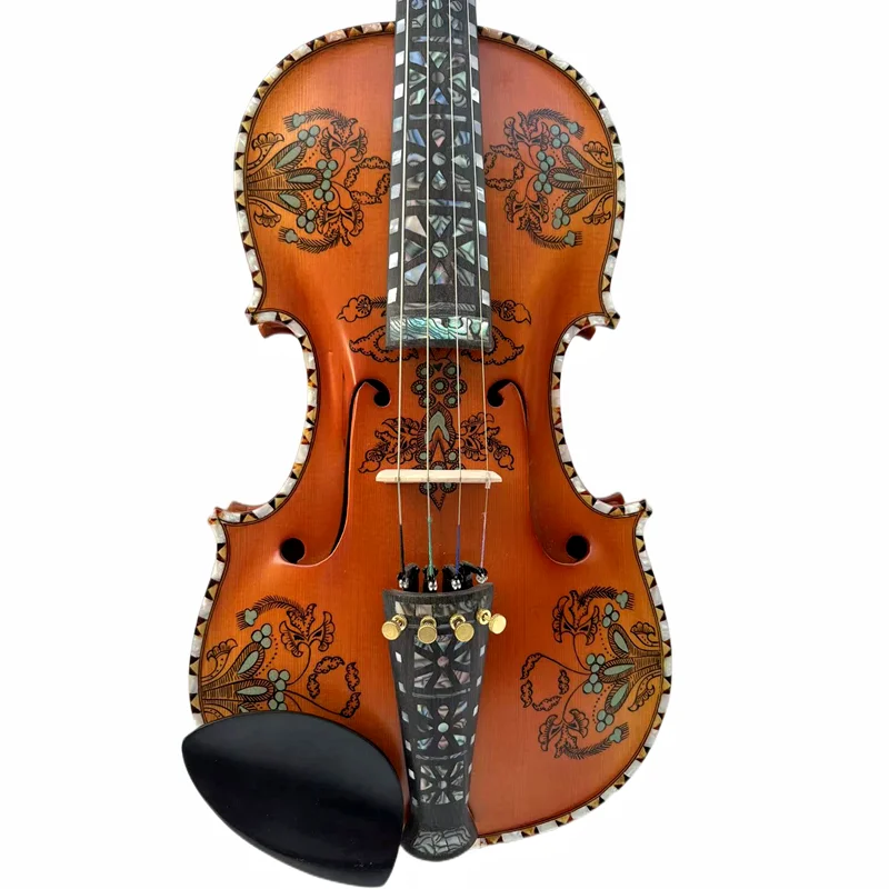 4 Saiten 4/4 Violine Handgefertigte norwegische Geige Hardanger-Geige, kraftvoller Klang # 15436 Image