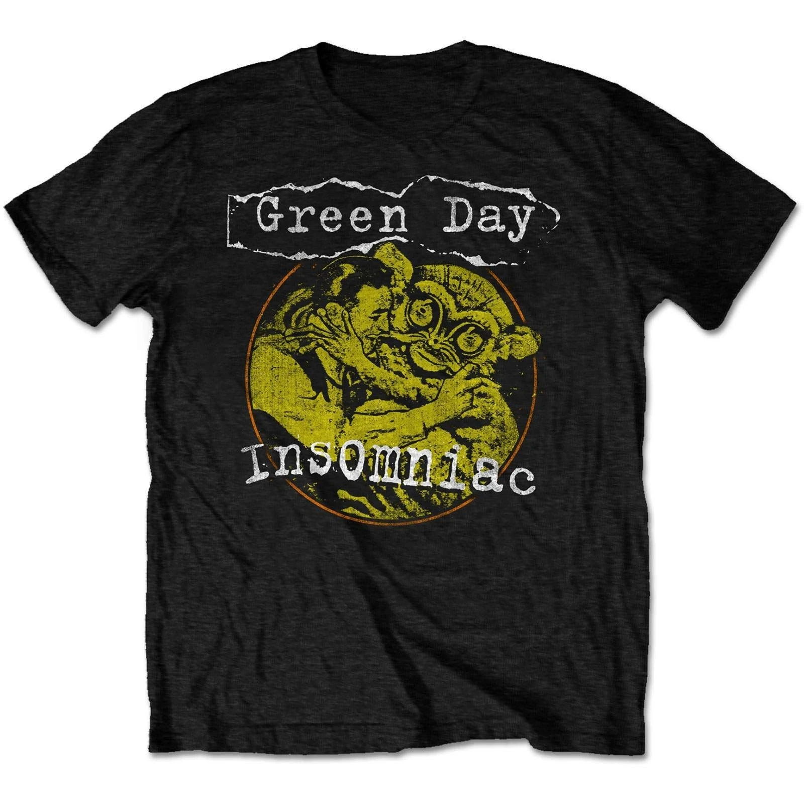 Green Day Insomniac Creature Print Baumwoll-T-Shirt Punk Rock Band Unisex Kurzarm-T-Shirt