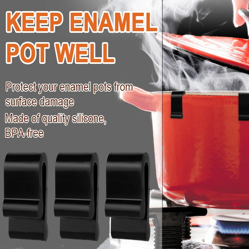 Dutch Oven Deckelschutz-Clips, flexible Silikon-Clips für Topfdeckel, Schutzclips für Kochgeschirr, Deckelschutz für Kochgeschirr Image