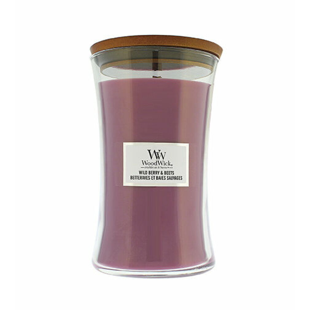 Candela profumata WoodWick Wild Berry & Beets con stoppino in legno 1,
