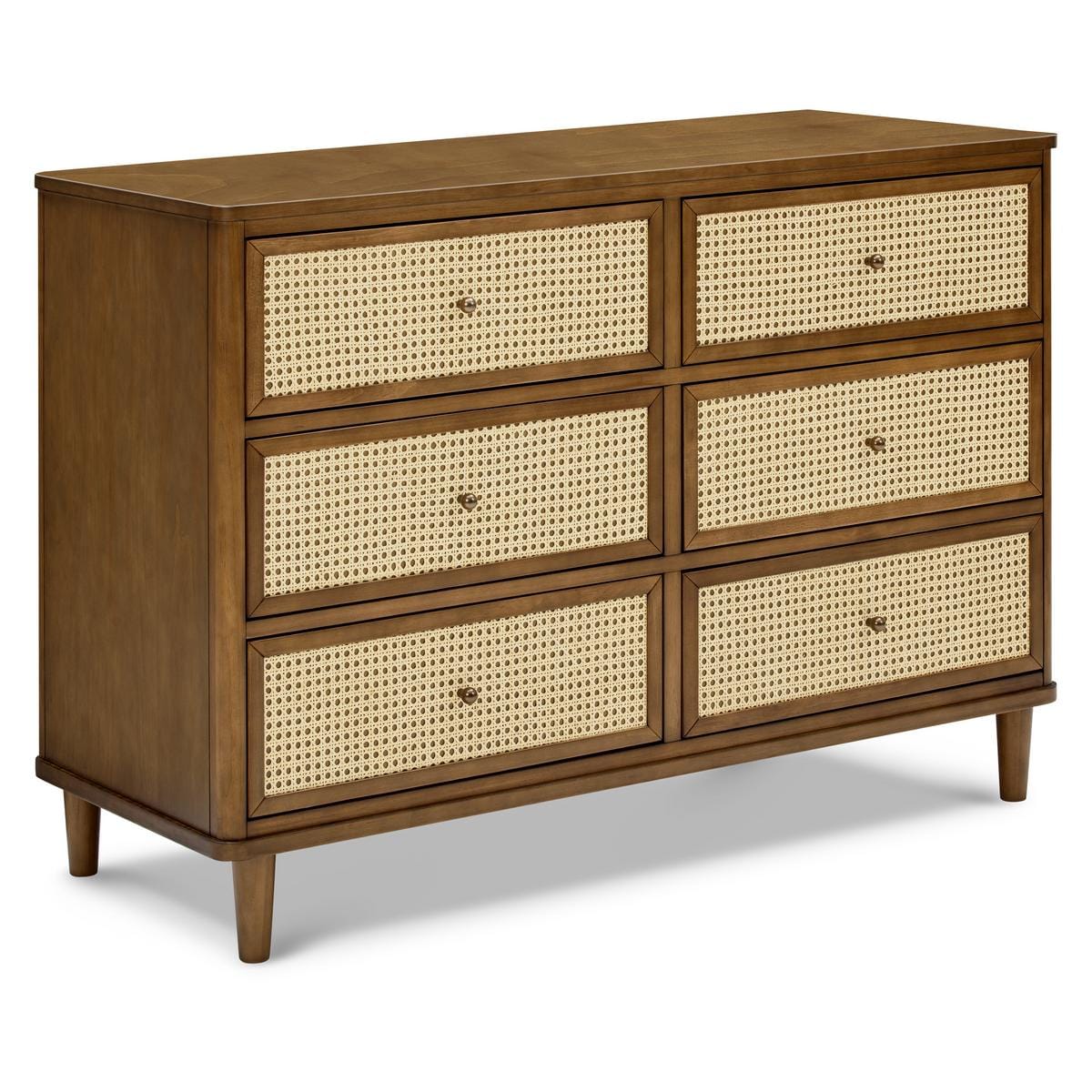 Namesake Marin with Cane 6 Drawer Assembled Dresser - Natural Walnut / Blonde Cane