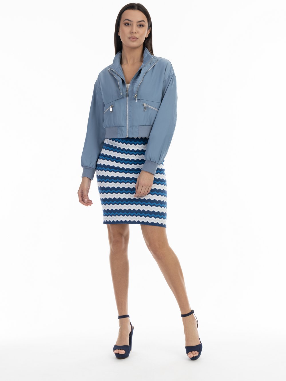 Faina Strick Midirock Damen blau, L