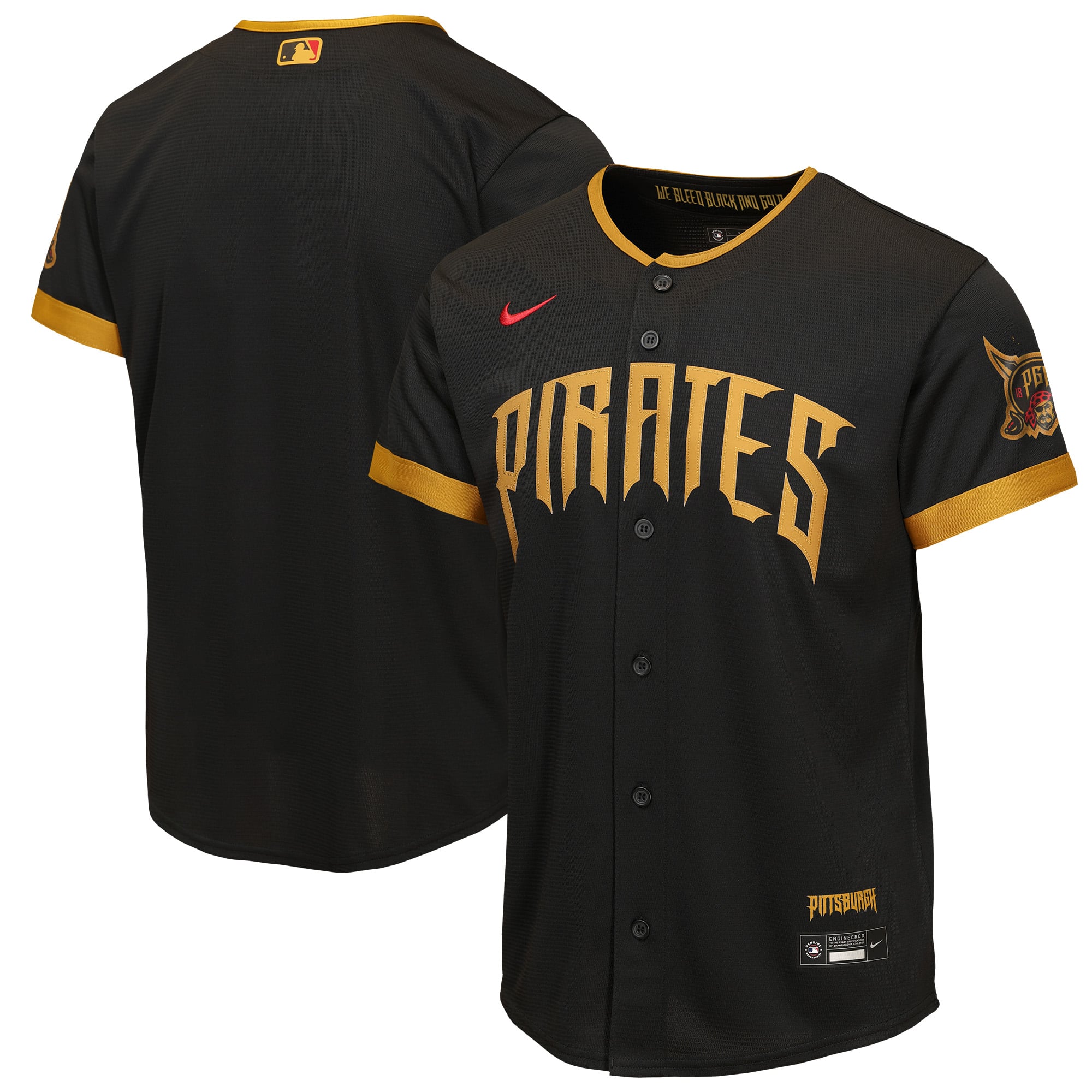 Nike Jugend-Trikot der Pittsburgh Pirates, schwarz, 2026 City Connect Stadium