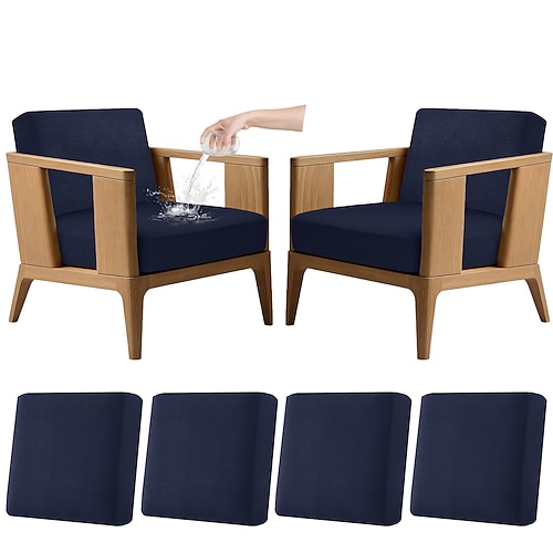 4er-Set dehnbare Kissenbezüge für Terrassenmöbel, 100 % wasserdichte Ersatzbezüge für Gartenmöbel (Couch Sofa), waschbar und wiederverwendbar Image