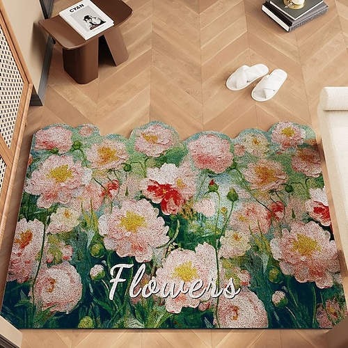 PVC-Fußmatte aus Luffa, französischer Stil, Schlingenflor, luxuriöse und strapazierfähige PVC-Bodenmatte für den Heimgebrauch Image