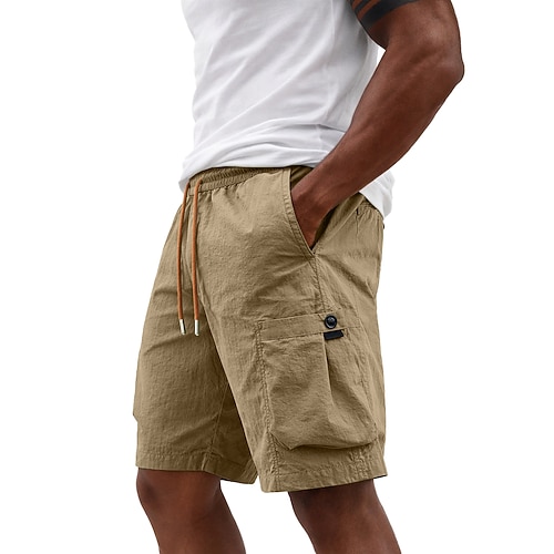 Herren Aktiv Cargo-Shorts Shorts Freizeitshorts Sportliche Shorts Tasche Elastischer Bund Rein Einfach Einheitliche Farbe Schnelltrocknend Sport Knielang Outdoor Fitnessstudio Training Sport Sportlich Image