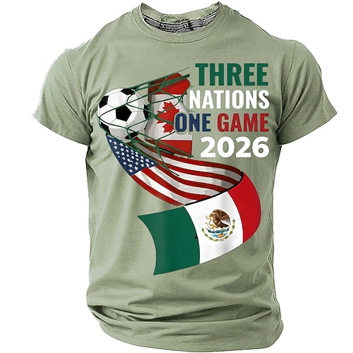Fußball-Pokal 2026 Herren Lustiger Slang T Shirt Kurzarm T-Shirt 3D-Druck Rundhalsausschnitt Hemd Mode Täglich Täglich Straße Rote Himmelblau Minzgrün Sommer Frühling Bekleidung S M L XL XXL XXXL Image