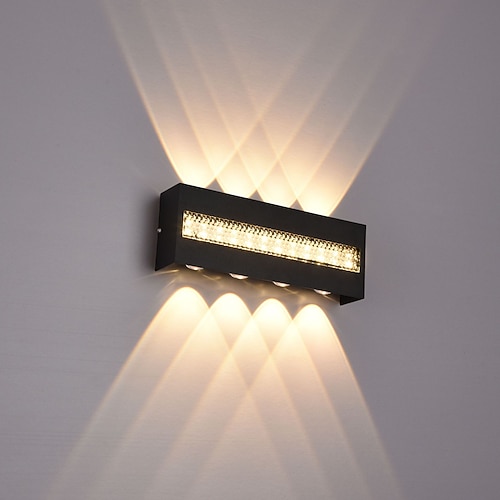 LED-Außenwandleuchte mit nach oben/unten gerichteter Beleuchtung, 4/6/8-flammig, gebogen, wasserdicht (IP65), moderne Schlafzimmerleuchte, warmweißes Licht für Garten und Flur, 110–240 V AC Image