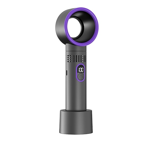 Multifunktionaler Handventilator mit Digitalanzeige, leistungsstarker, USB-aufladbarer Ventilator mit 100 Geschwindigkeitsstufen, blattloser Handventilator für Outdoor-Reisen Image