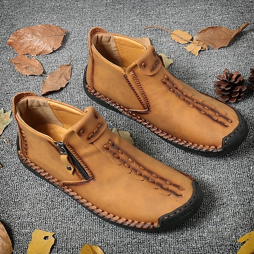 Herren Schuhe Stiefel Loafer Slip On Retro Penny Loafers Handgefertigte Schuhe Komfort Schuhe Wanderschuhe Brautkleider schlicht Täglich Elastisches Gewebe Atmungsaktiv Stiefeletten / Stiefeletten
