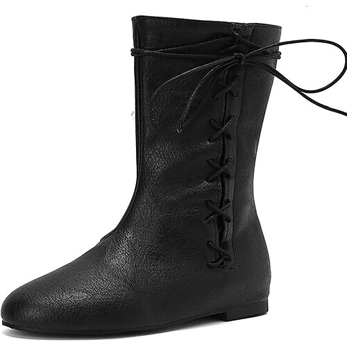 Mittelalterlich Renaissance Stiefel Turnschuhe Pirat Krieger Wikinger Kostüm Damen Vikinger Seeräuber Halloween Karneval Leistung LARP Renaissance-Messe Erwachsene Schuhe Image