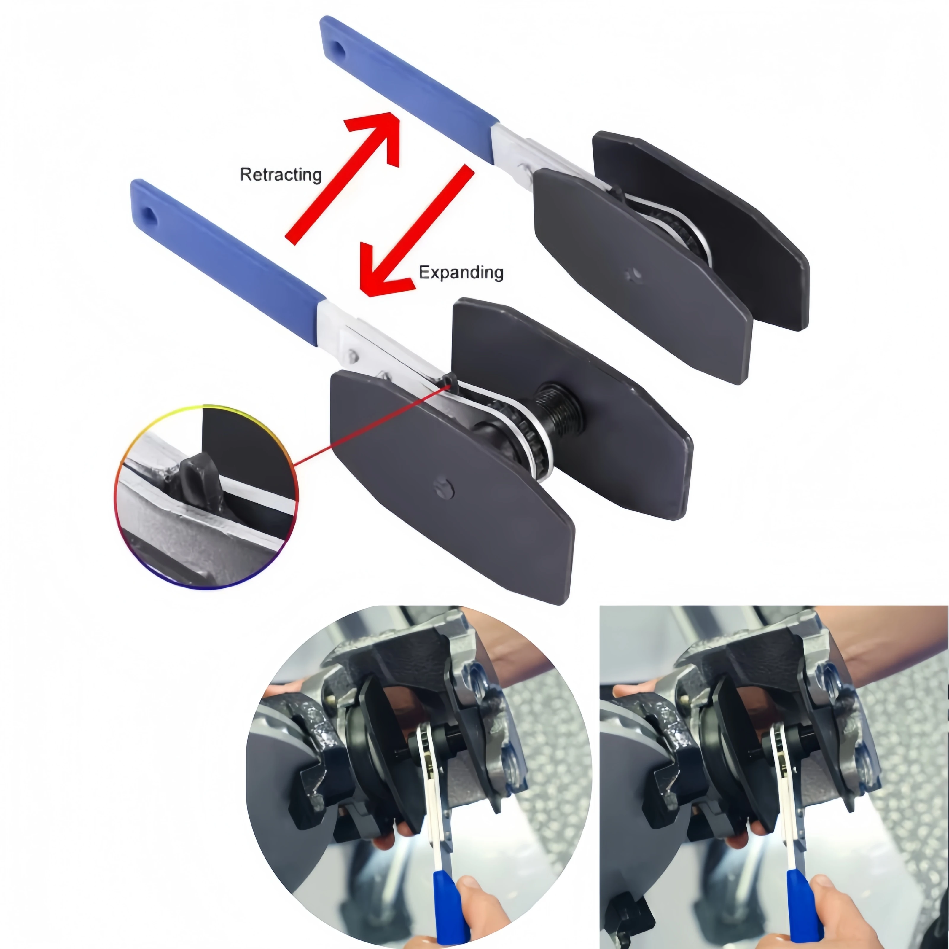 Kit Universale di Riparazione Freni Auto: Attrezzo a Cricchetto per Pinze Freno, Set di Pressione e Riavvolgimento Pistoni Singoli, Doppi e Quadrupli, Riparazione Pastiglie e Dischi