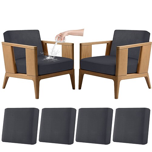 4er-Set dehnbare Kissenbezüge für Terrassenmöbel, 100 % wasserdichte Ersatzbezüge für Gartenmöbel (Couch Sofa), waschbar und wiederverwendbar