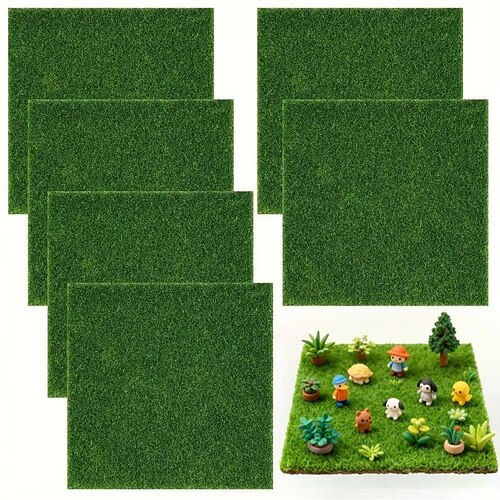 10 Stück Mini-Kunstrasen-Garten, rechteckig, vielseitig einsetzbar, aus Kunststoff, ideal für Puppenhäuser und die Gestaltung von Mikrolandschaften. Image