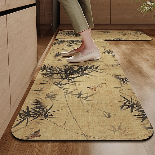 saugfähige, ölabweisende Küchenmatte, Kieselgur-Läufer, schmutzabweisend, rutschfest, leicht zu reinigen, Esszimmer-Fußmatte Image