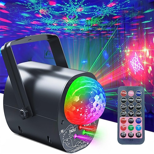 Discokugel-Lichter, Partybeleuchtung, DJ-Discolichter, Laserlicht, soundaktivierter Bühnenstroboskop-Projektor mit Fernbedienung für Kneipen, Bars, Geburtstage, Weihnachten, Hochzeiten und private Image