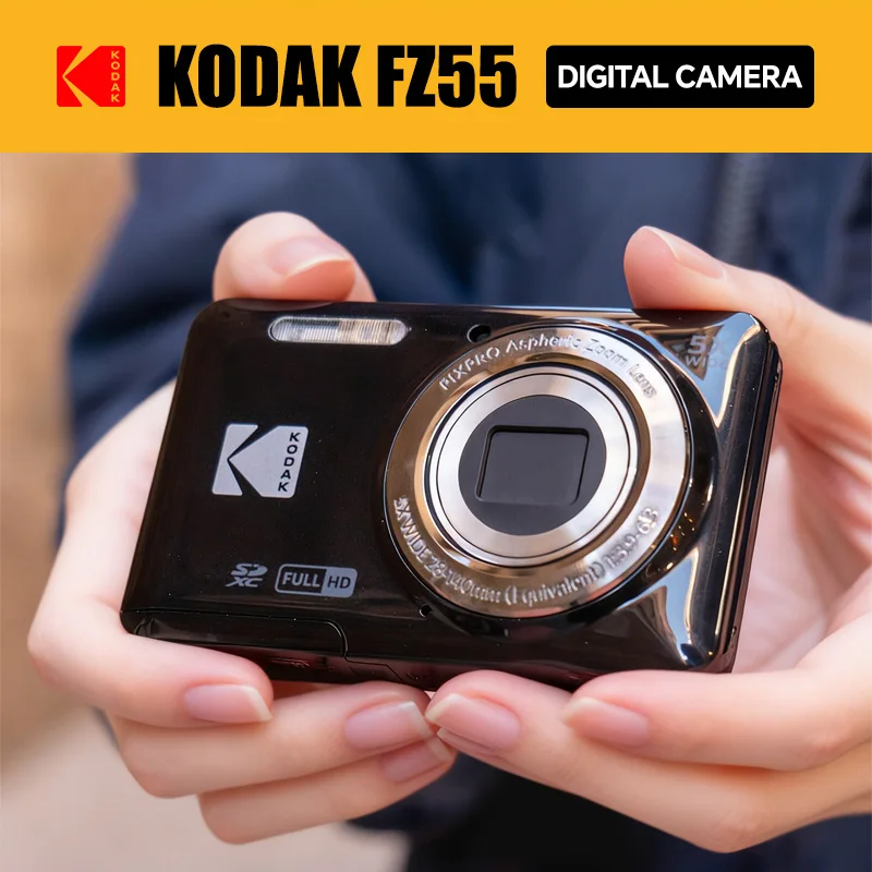 Fotocamera Digitale KODAK PIXPRO FZ55 16MP con Zoom Ottico 5X, Obiettivo Grandangolare 28mm, Video Full HD 1080P, Schermo LCD 2.7" per Vlogging