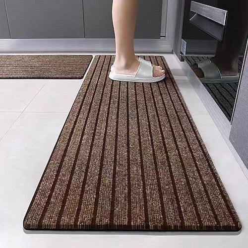 Gestreifte Fußmatte für den Außenbereich, TPE/PVC, rutschfest, strapazierfähig, wasserdicht, für Eingangsbereich, Küche, Bad, Terrasse, Hotel, gewerbliche Nutzung Image