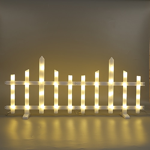 Weißer Lattenzaun mit Solarbeleuchtung für den Garten, Gartenzaun mit Solarleuchten und Fernbedienung, dekorativer Mini-Taschenzaun für kleine Blumenwege, Baumreihen, Gärten und als Haustierabsperrung