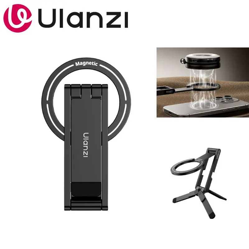 Ulanzi MA60 Treppiede Magnetico Pieghevole per iPhone 15 14 13 Compatibile con MagSafe, Magnete Bilaterale per Selfie, Vlog e Streaming Live