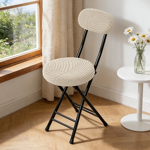 Stretch-Überzug für runde Klappstühle, kleiner Stuhlüberzug, schlichtes Design, staubdichter Schutz für Möbeldekoration Image