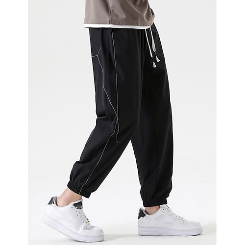 Herren Hose Freizeithose Sommerhose Schnelltrocknende Hose Kühlhosen Kordelzug Tasche Elastischer Bund Einfach Komfort Schnelltrocknend Täglich Outdoor Ferien Mode Klassicher Stil Schwarz Khaki Image