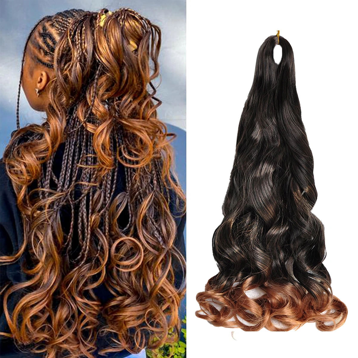 Capelli Ricci Francesi Pre-Stirati per Treccine, Capelli Sintetici Leggeri e Ondulati per Treccine Facili, Extension per Capelli Ricci e Mossi