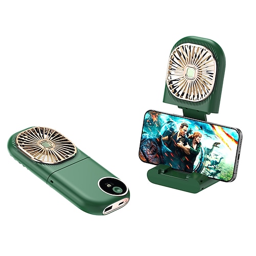 tragbarer Handventilator, faltbarer Nackenventilator mit LED-Anzeige Powerbank, tragbarer Hängeventilator für unterwegs, 180° faltbarer Tischventilator mit Handyhalterung, 3 Geschwindigkeitsstufen, Image