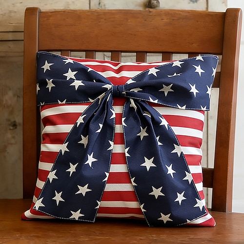 Kissenbezug zum 250. Jahrestag der USA mit Schleifenmotiv, Gedenkmotiv (1776–2026), Gartendekoration für patriotische Feierlichkeiten zum 4. Juli (Unabhängigkeitstag), 2- oder 4-teilige Sofadekoration Image