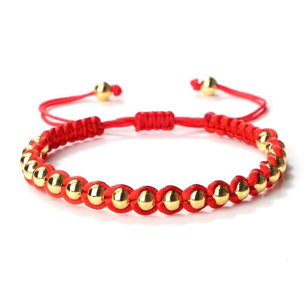 Braccialetti di perline di rame fortunati da 5 mm Braccialetti intrecciati regolabili fatti a mano in seta rossa Amuleto Uomo Donna Gioielli con ciondoli Pulsera Amicizia