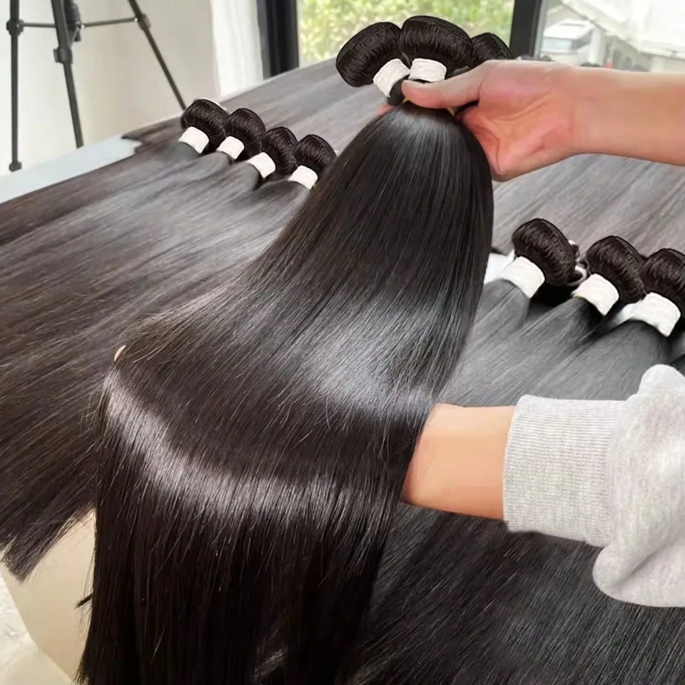 Extensioni di Capelli Umani Lisci 15A, Fasci di Capelli Vergini Lisci da 30, 36, 40 Pollici, Extension a Trama di Capelli Umani