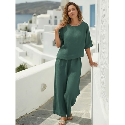 Damen Onesie Sets Sexy Lässig Komfort Einfarbig Täglich Heim Rot orange Marineblau Schwarz Weiß Dunkelgrün Frühling Herbst Image