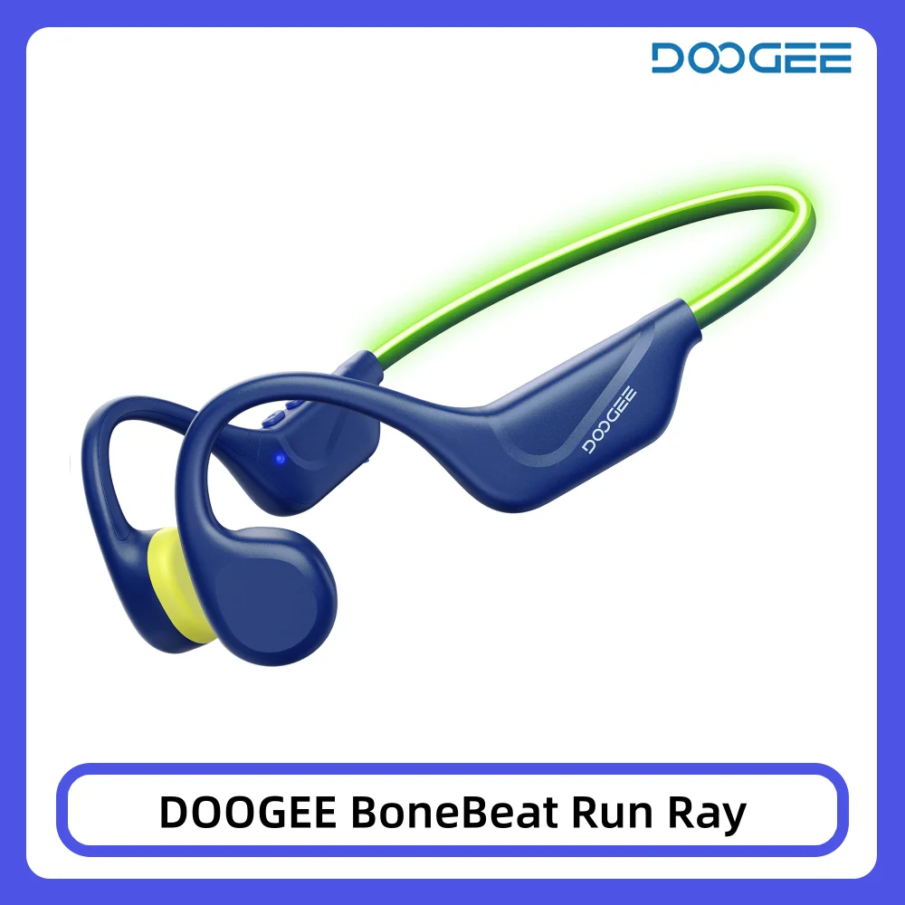 Cuffie a Conduzione Ossea DOOGEE BoneBeat Run Ray, 10 Ore di Autonomia, Bluetooth 6.0, Auricolari Sportivi Wireless Leggeri Open-Ear
