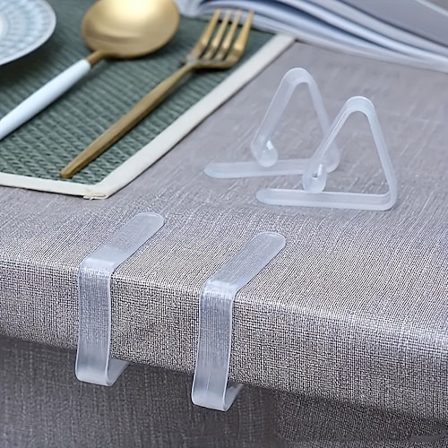 48 transparente Tischdeckenclips, Tischdeckenbefestigungsclips für Küche und Haushalt, unsichtbare, rutschfeste Oberfläche, kein Bohren erforderlich Image