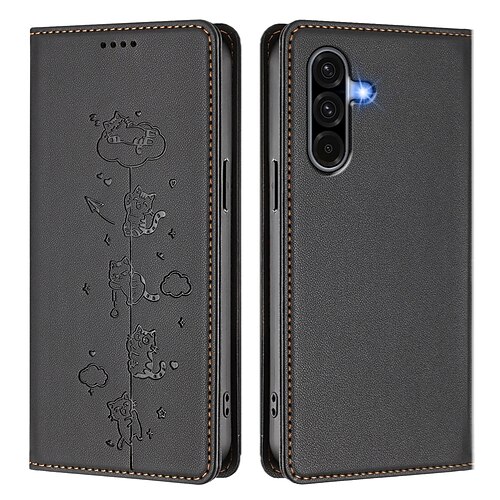 Handy Hülle Handyhüllen Für Samsung Galaxy A07 A56 A36 A26 A16 A06 A55 5G A35 5G A25 A15 Brieftaschenhülle Stoßfest Katze TPU PU-Leder Image