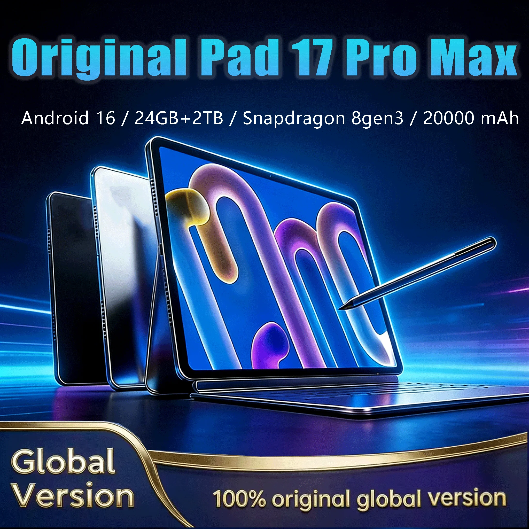 Tablet Android Pad 17 Pro Max 11 pollici 20000mAh 24GB+2TB Android 16 4K HD WIFI con funzione telefono, Edizione Globale, SIM Card Originale, Mini PC