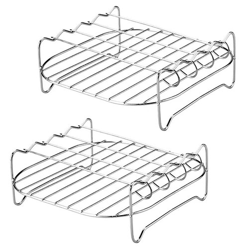 1/2 Set Airfryer-Roste, 1 Rost mit 4 Grillgabeln, Airfryer-Zubehör, 2-in-1-Rost und Dampfeinsatz, schönes und praktisches Küchenzubehör Image