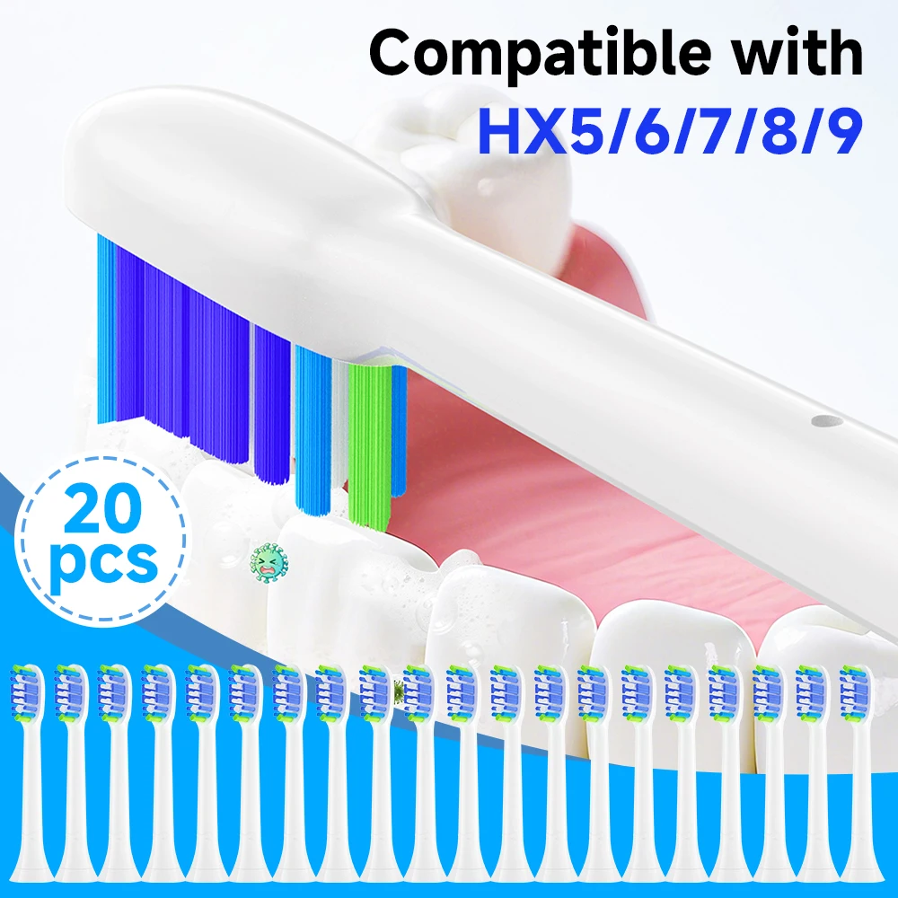 4/8/12/20 Stück elektrische Zahnbürstenköpfe, kompatibel mit den Modellen der Serie Philips Sonicare HX5/HX6/HX7/HX8/HX9 Image