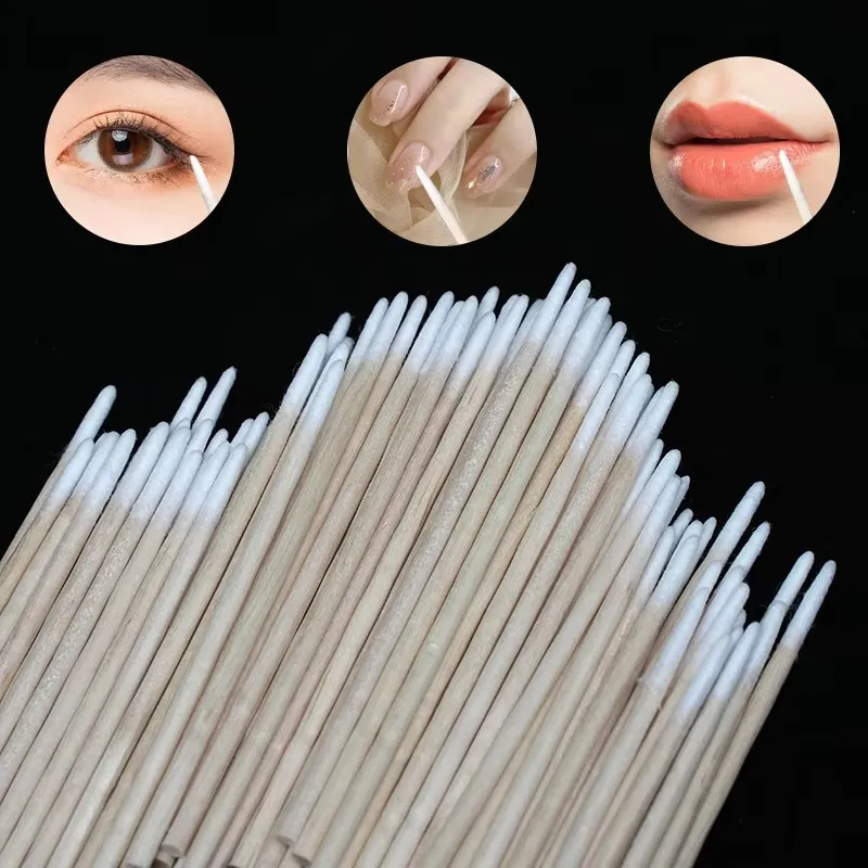 100-500 Stück Doppelkopf-Wattestäbchen für Frauen, Make-up-Wattestäbchen mit Holzstiel für medizinische Zwecke, zur Reinigung von Nase und Ohren, Gesundheitspflege-Tools Image